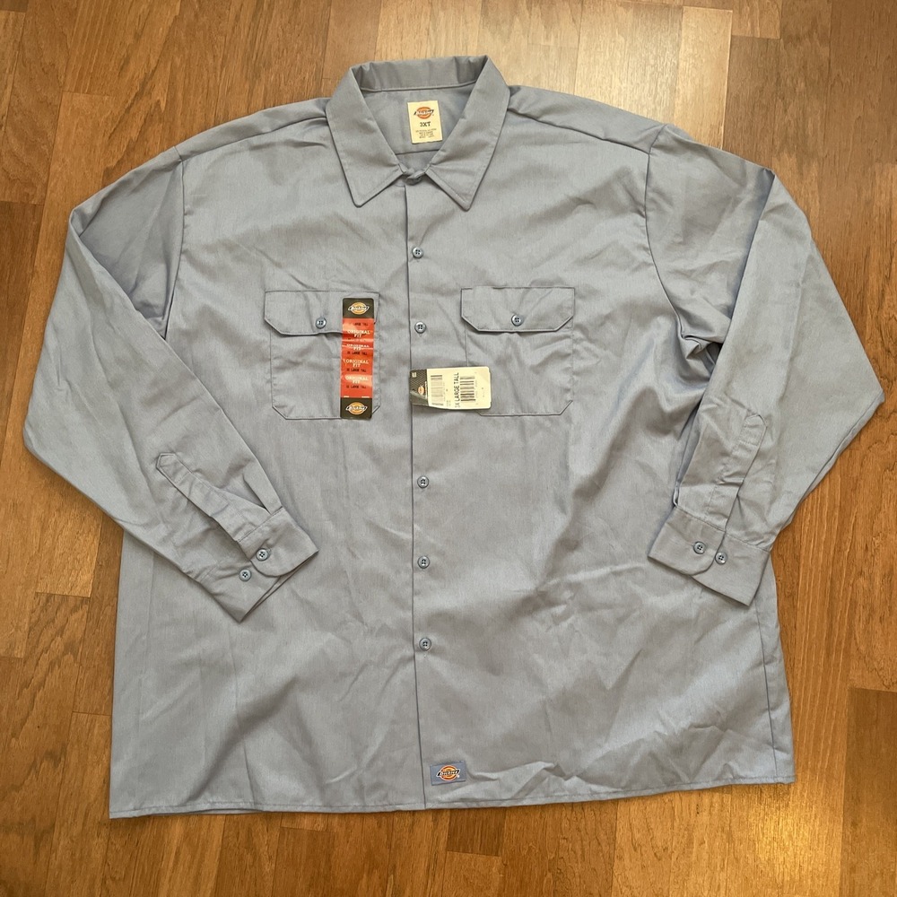NEW Dickies Shirt Mens XXLT Blue Tall Workwear Twill Tough Shop Mechanic 3XLT